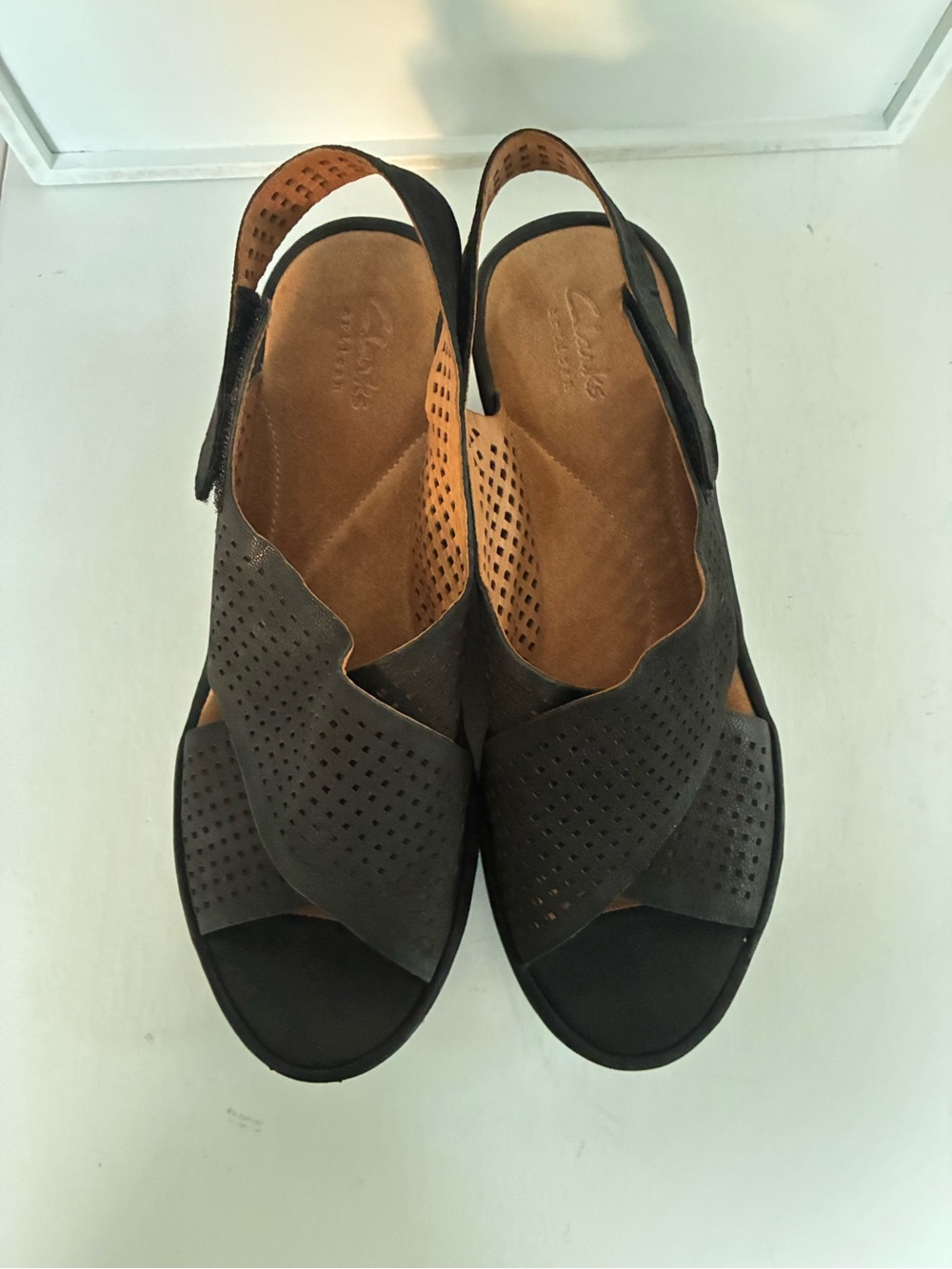 Clarks Women's Dark Brown Perforated Slingback Sandals